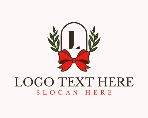 Giving - Gift Ribbon Wreath logo design