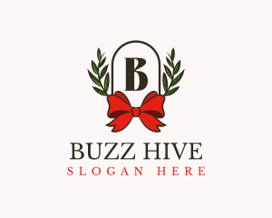 Gift Ribbon Wreath logo design