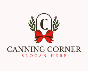 Gift Ribbon Wreath logo design