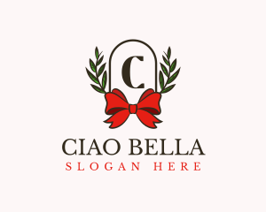 Gift Ribbon Wreath logo design