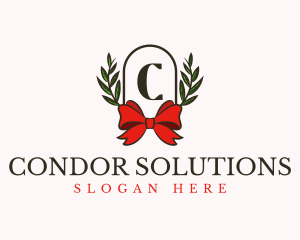 Gift Ribbon Wreath logo design