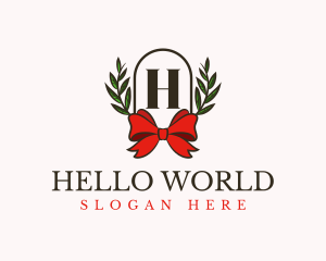 Gift Ribbon Wreath logo design