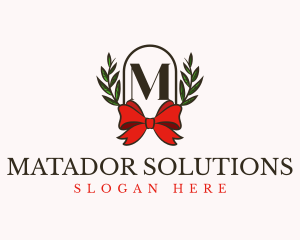 Gift Ribbon Wreath logo design