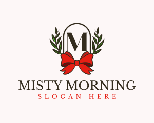 Gift Ribbon Wreath logo design