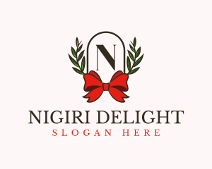 Gift Ribbon Wreath logo design