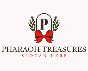 Gift Ribbon Wreath logo design