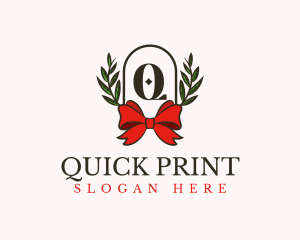 Gift Ribbon Wreath logo design