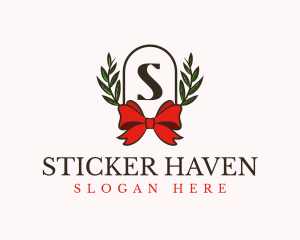 Gift Ribbon Wreath logo design