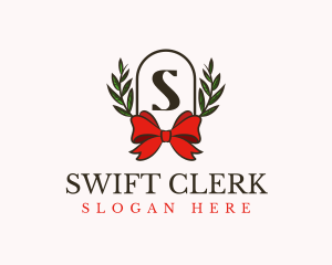 Gift Ribbon Wreath logo design