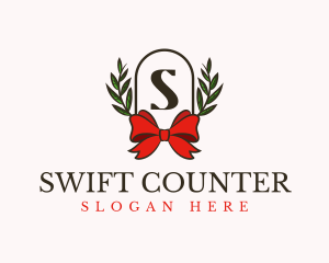 Gift Ribbon Wreath logo design