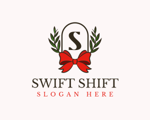 Gift Ribbon Wreath logo design