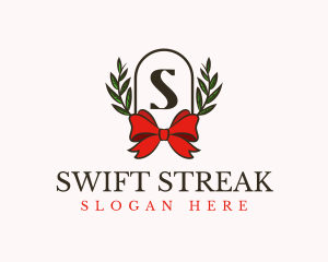 Gift Ribbon Wreath logo design