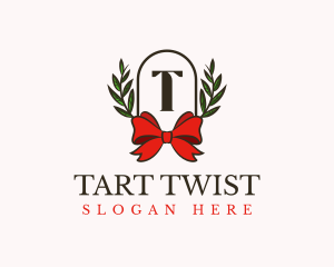 Gift Ribbon Wreath logo design