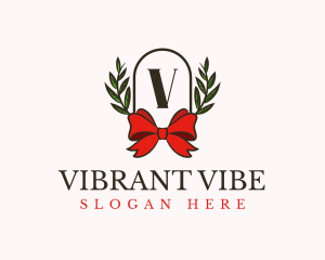 Gift Ribbon Wreath logo design