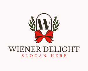 Gift Ribbon Wreath logo design