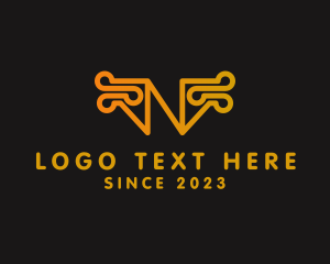 Typography - Digital Cyberspace Letter N logo design