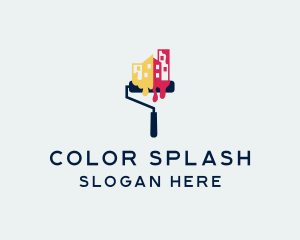 City Paint Roller Drip logo design