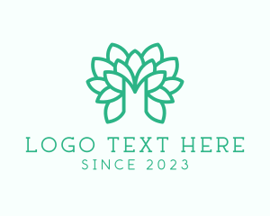 Symmetrical - Green Plant Letter M logo design