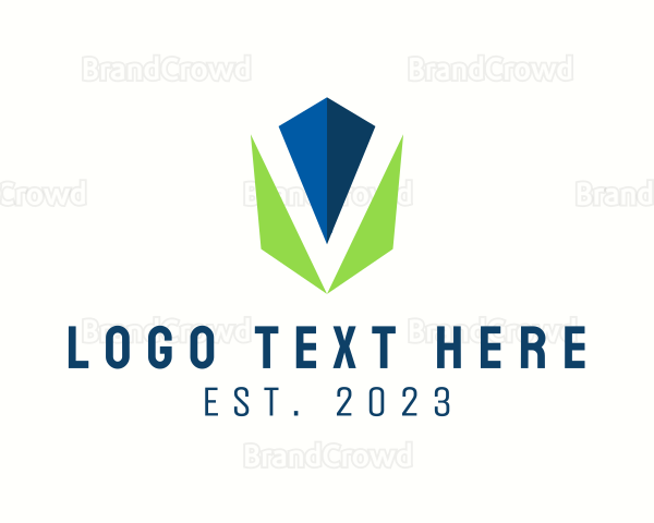 Geometric Shield Letter V Company Logo