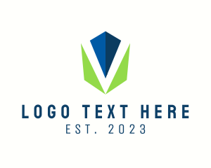 Design - Geometric Shield Letter V Company logo design
