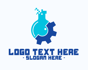 Chemistry - Pixel Flask Gear logo design