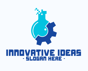 Pixel Flask Gear logo design