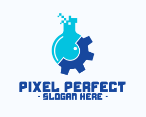 Pixel Flask Gear logo design