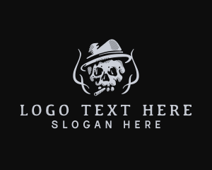 Smoking Pipe - Hipster Skull Cigarette logo design