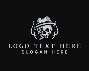 Mascot - Hipster Skull Cigarette logo design