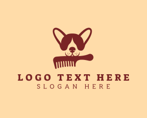 Boxer Dog - Dog Comb Grooming logo design