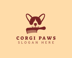 Corgi - Dog Comb Grooming logo design