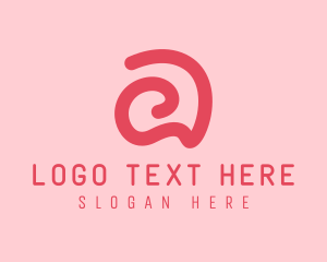 Line - Curvy Pink Letter A logo design