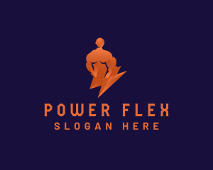 Muscular - Human Lightning Muscular logo design