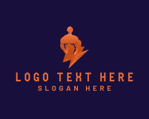 Weightlifting - Human Lightning Muscular logo design