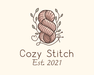 Knitwork - Leaf Thread Knot logo design