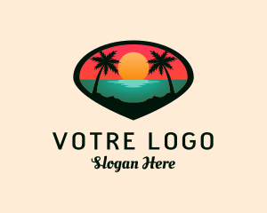 Tourism - Sunset Beach Shore logo design
