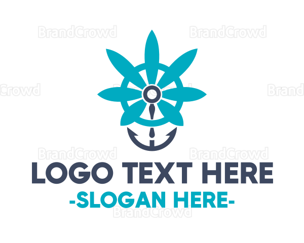 Blue Marijuana Anchor Logo