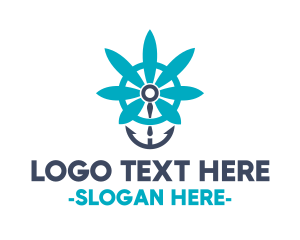 Restaurant - Blue Marijuana Anchor logo design