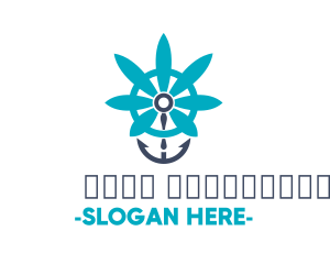 Ocean - Blue Marijuana Anchor logo design