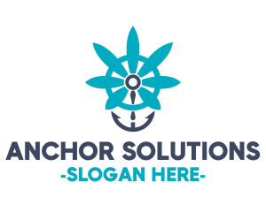 Blue Marijuana Anchor logo design