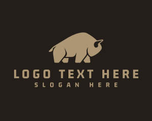 Animal - Bison Buffalo Horn logo design