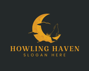 Howling - Moon Howling Wolf logo design