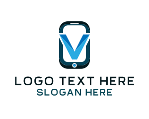 Smartphone - Phone Letter V logo design