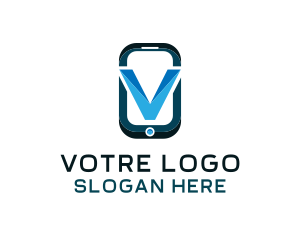 Phone Letter V logo design