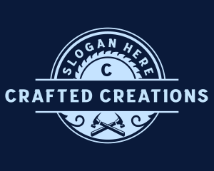 Saw Hammer Woodwork logo design