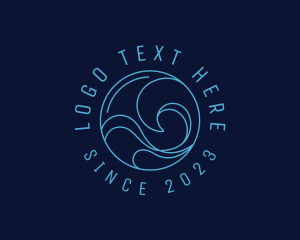 Badge - Blue Surfing Wave logo design