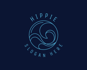 Blue Surfing Wave  Logo