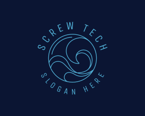 Blue Surfing Wave  Logo