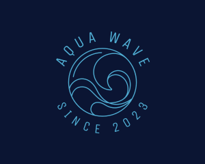 Blue Surfing Wave  logo design