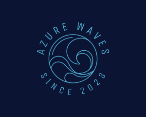 Blue Surfing Wave  logo design